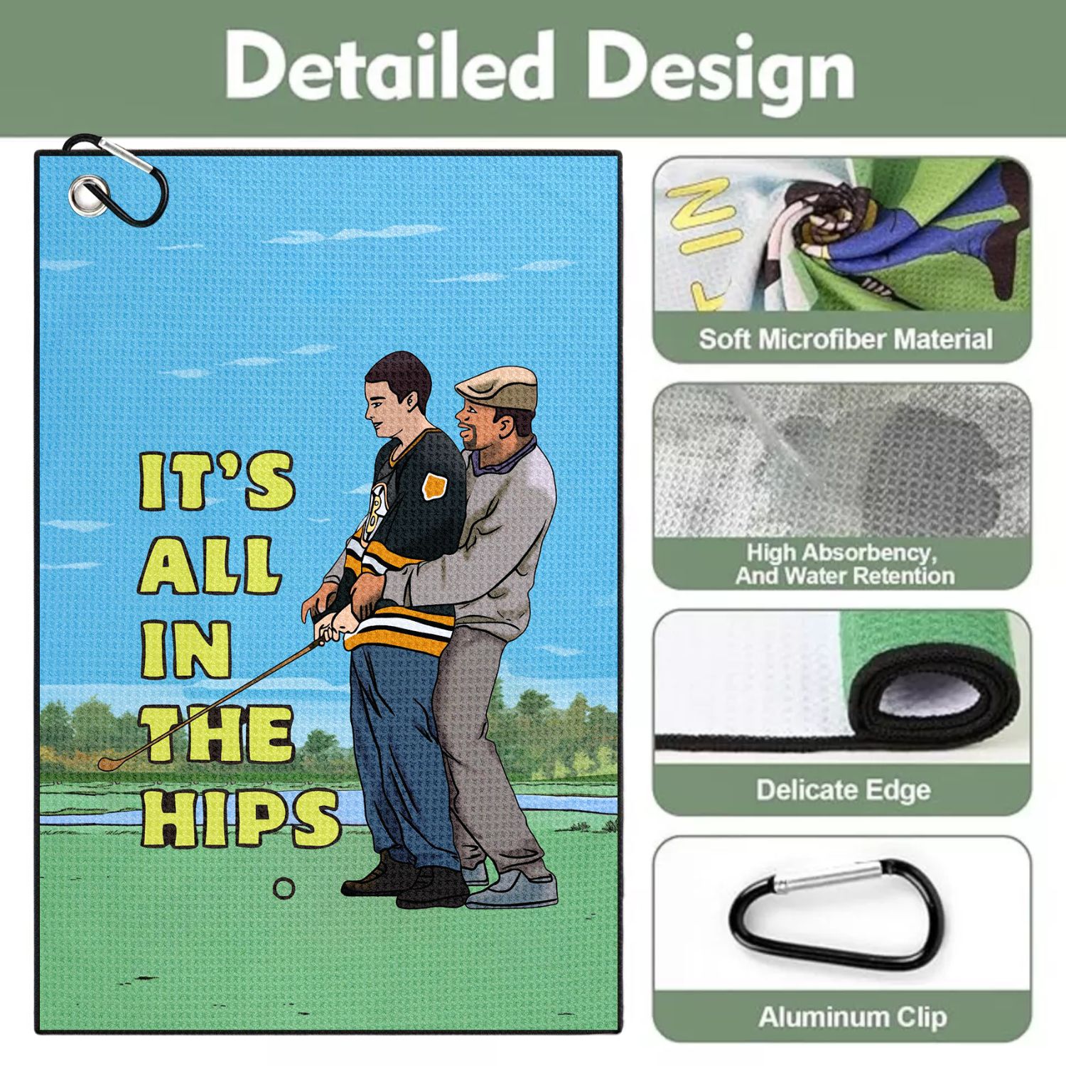 Happy Gilmore Design Microfibe - đánh giá và giá Golf Towel Waffle