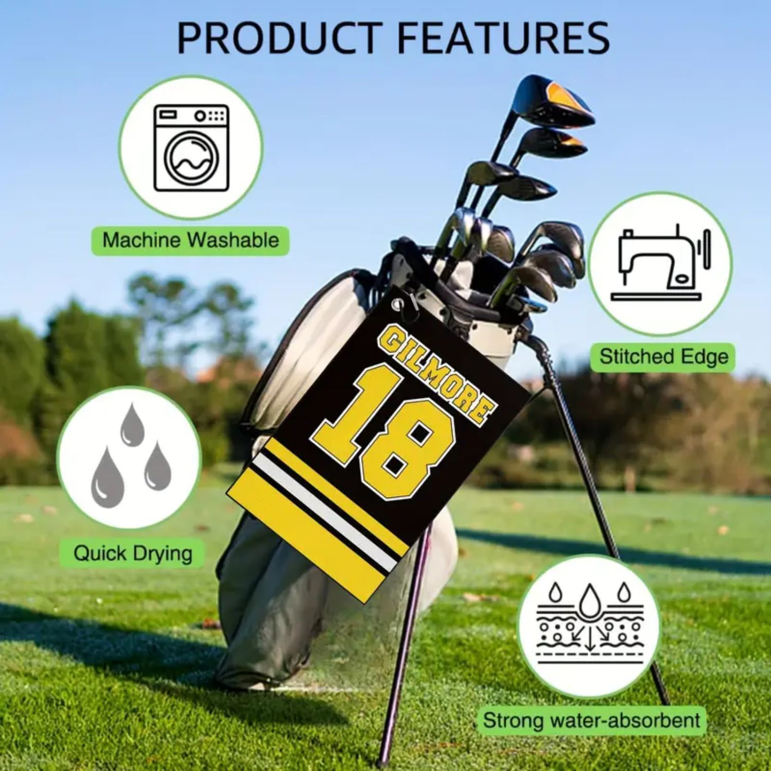 Happy Gilmore Design Microfibe - đánh giá và giá Golf Towel Waffle